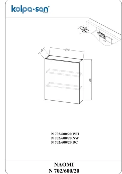 Kolpa NAOMI Schrank mit Tür N 702/600/20 DC