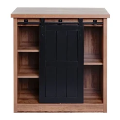 Kommode HWC-K75, Schrank, Schiebetüre 5 Staufächer, Holz-Optik Industrial 84x80x40cm