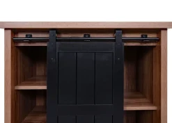 Kommode HWC-K75, Schrank, Schiebetüre 5 Staufächer, Holz-Optik Industrial 84x80x40cm