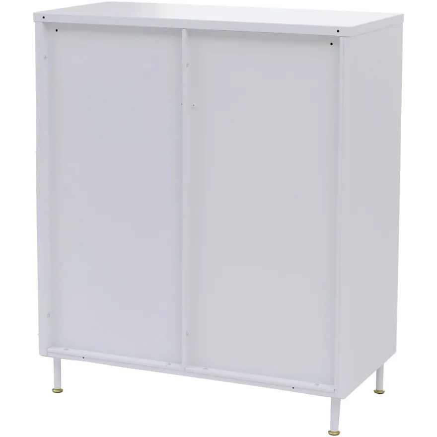 Kommode HWC-O87, Schrank Staufächer Schublade Industrial Metall Schilfglas 96x80x40cm