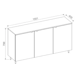 Kommode MILA MA-03 mit 3 Türen Sideboard 150 cm Anrichte Weiß Modern