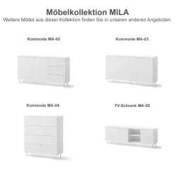 Kommode MILA MA-03 mit 3 Türen Sideboard 150 cm Anrichte Weiß Modern