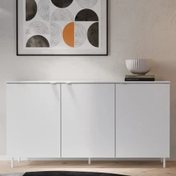 Kommode MILA MA-03 mit 3 Türen Sideboard 150 cm Anrichte Weiß Modern
