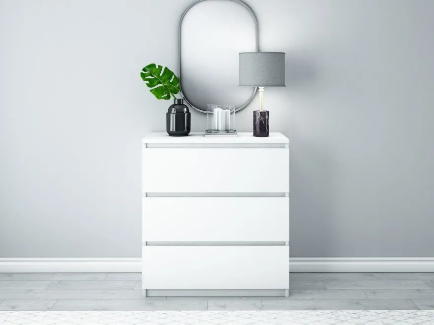 Kommode mit 3 Schubladen Sideboard weiß Anrichte holz modern