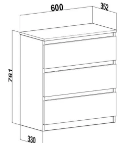 Kommode mit 3 Schubladen Sideboard weiß Anrichte holz modern