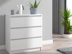 Kommode mit 3 Schubladen Sideboard weiß Anrichte holz modern