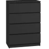 Kommode mit 4 Schubladen Sideboard schwarz Anrichte holz