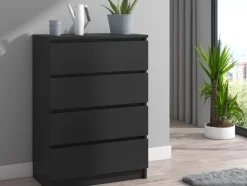 Kommode mit 4 Schubladen Sideboard schwarz Anrichte holz