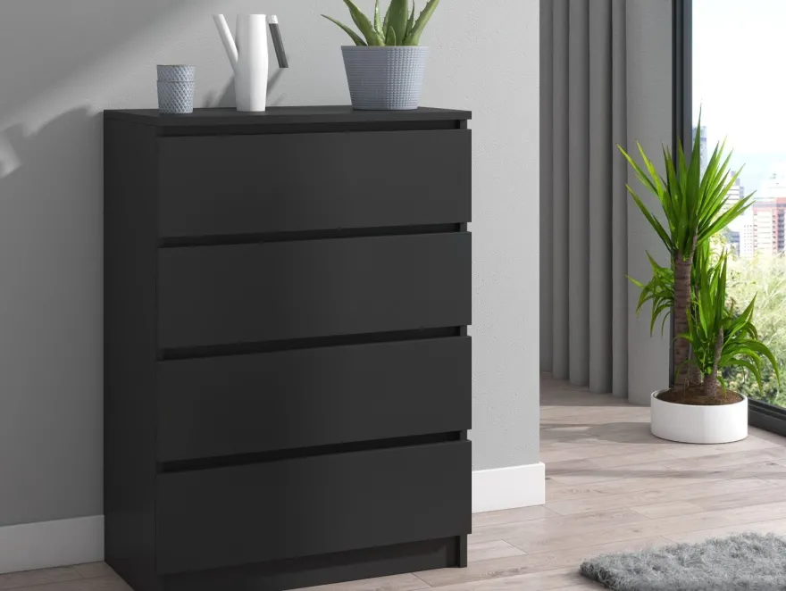 Kommode mit 4 Schubladen Sideboard schwarz Anrichte holz