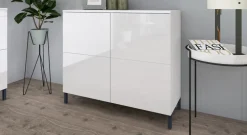 Kommode Sideboard Anrichte Schrank Haama in Weiß - Hochglanz und Matt 4T