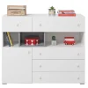 Kommode Sideboard Sigma SI - 12 mit 5 Schubladen und 1 Tür (Weiß Lux/ Beton)