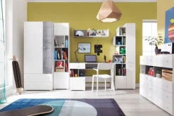 Kommode Sideboard Sigma SI - 12 mit 5 Schubladen und 1 Tür (Weiß Lux/ Beton)
