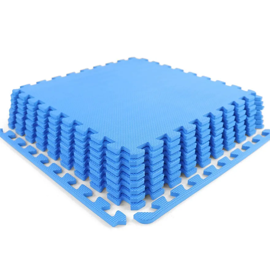 Kompletter Sportboden-Set fürs Homegym - 8 blaue Platten 50 x 50 cm