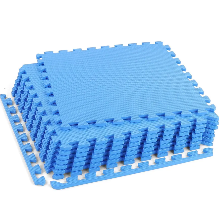 Kompletter Sportboden-Set fürs Homegym - 8 blaue Platten 50 x 50 cm