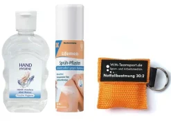 Komplettset nach akt. DIN 13169 Plus 4 (Betriebe) inkl. Hygiene-Gel + Sprühpflaster
