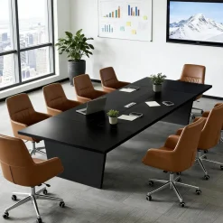 Konferenztisch Büro 180x100cm, Moderner Besprechungstisch mit 2,5 cm