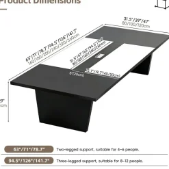 Konferenztisch Büro 160x80cm - Moderner Besprechungstisch mit 2,5cm starker