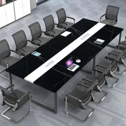 Konferenztisch mit Kabelmanagement, Großer Besprechungstisch Modern für Büro