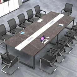 Konferenztisch mit Kabelmanagement, Großer Besprechungstisch Modern für Büro
