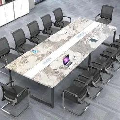 Konferenztisch mit Kabelmanagement, 360x80x74cm, Modern & Stabil für Büro
