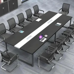 Konferenztisch mit Kabelmanagement, Großer Besprechungstisch Modern für Büro