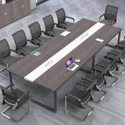 Konferenztisch mit Kabelmanagement, Großer Besprechungstisch Modern für Büro