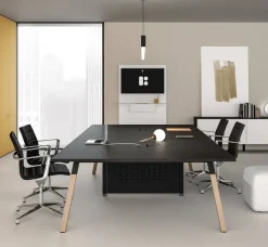 Konferenztisch POLARE mit Massivholzbeinen in Esche 248/328 x 124 x 74 cm
