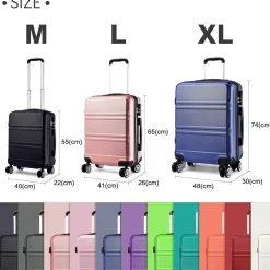 KONO Koffer Trolley M (55cm) Reisekoffer - Apfelgrün, Handgepäck geeignet
