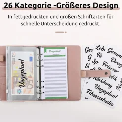 Konvinit A6 Budget Binder Set Rosa - Finanzplaner mit Geldumschlägen und