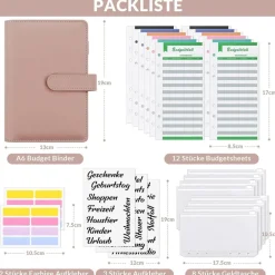 Konvinit A6 Budget Binder Set Rosa - Finanzplaner mit Geldumschlägen und