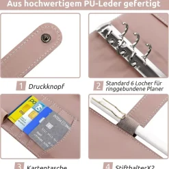 Konvinit A6 Budget Binder Set Rosa - Finanzplaner mit Geldumschlägen und