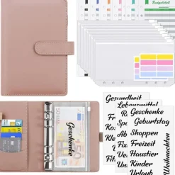 Konvinit A6 Budget Binder Set Rosa - Finanzplaner mit Geldumschlägen und