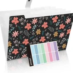 Konvinit Dokumentenmappe A4 mit 6 Fächern - Blumenmuster, ideal für Büro