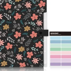 Konvinit Dokumentenmappe A4 mit 6 Fächern - Blumenmuster, ideal für Büro