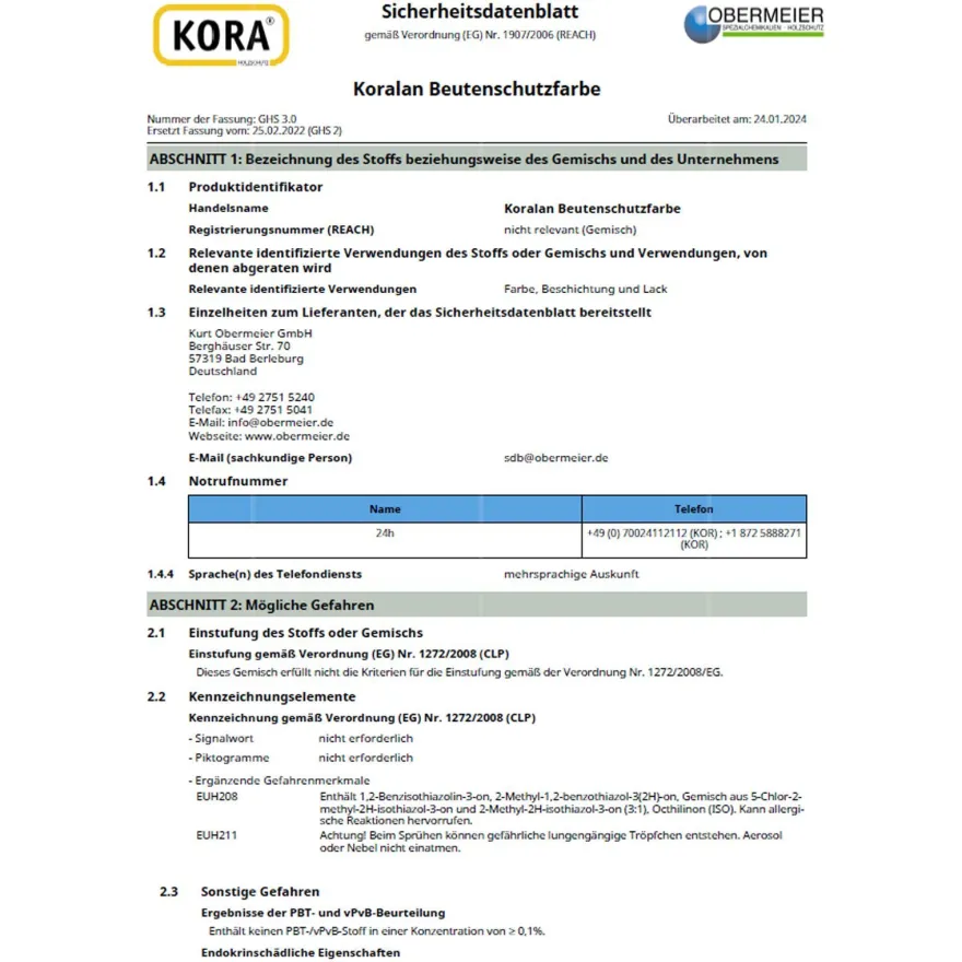 KORA Koralan Beutenschutz-Farbe 2.5 LTR Wetterschutzfarbe für Bienenkästen