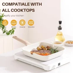 Kordisen Antihaft Grillpfanne 24 cm Quadratisch für Induktion mit Ausgießern