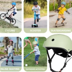 Korimefa Kinder Fahrradhelm Skaterhelm Mintgrün M, Verstellbar für 3-13 Jahre