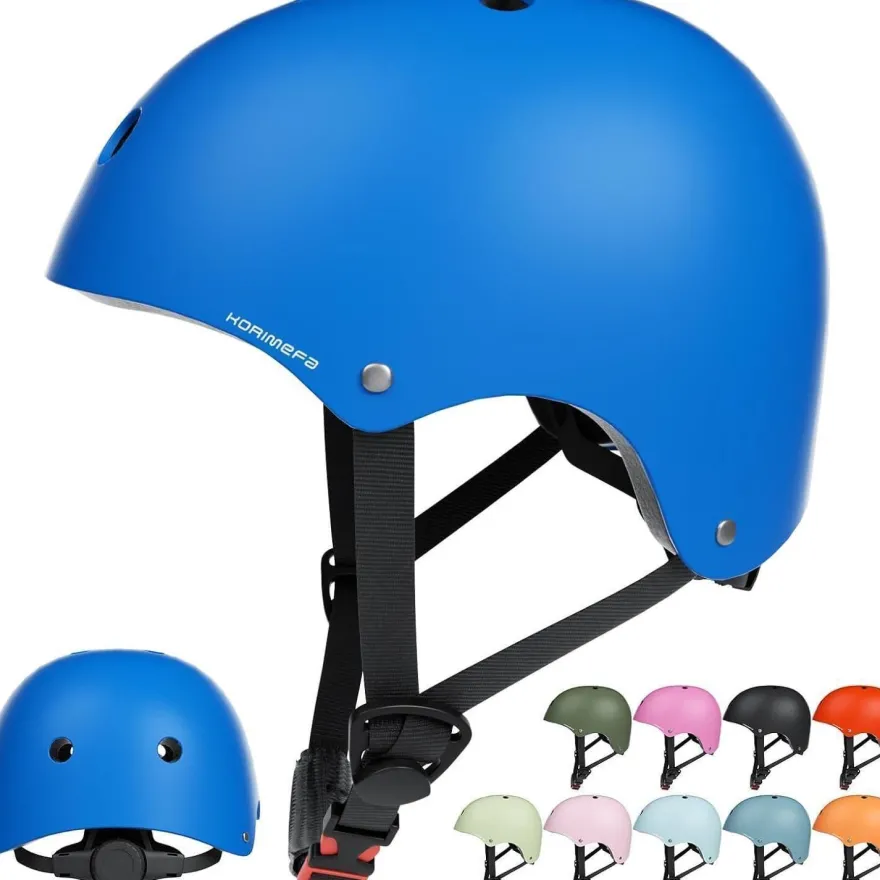 Korimefa Kinder Fahrradhelm Skaterhelm Verstellbar 3-13 Jahre Blau