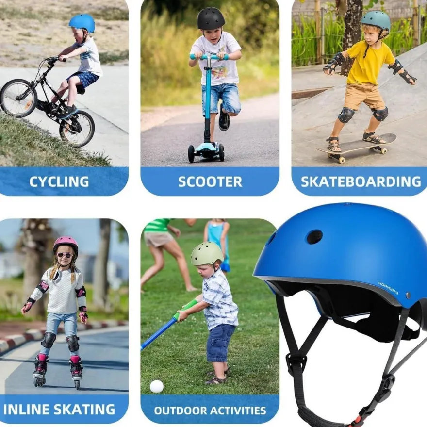 Korimefa Kinder Fahrradhelm Skaterhelm Verstellbar 3-13 Jahre Blau