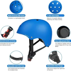 Korimefa Kinder Fahrradhelm Skaterhelm Verstellbar 3-13 Jahre Blau