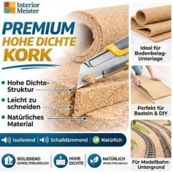 Korkplatten & rollen, 10mm (Große Varianten) - Dämmung Bodenunterlage Bastel/DIY-Kork