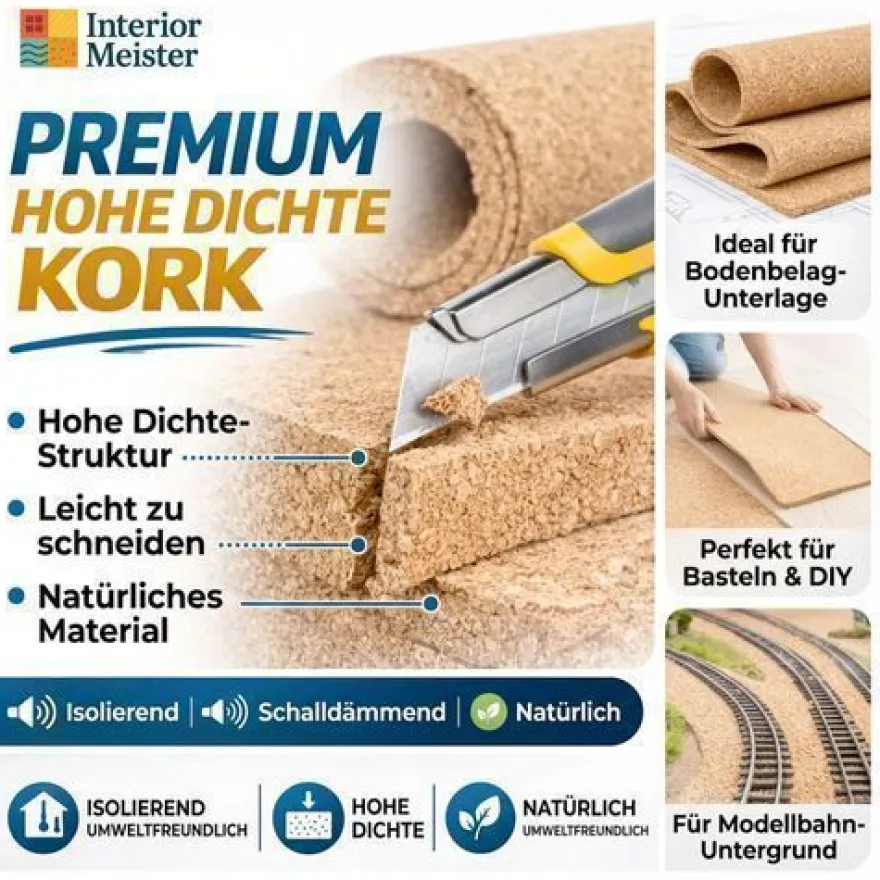 Korkplatten & rollen, 10mm (Große Varianten) - Dämmung Bodenunterlage Bastel/DIY-Kork