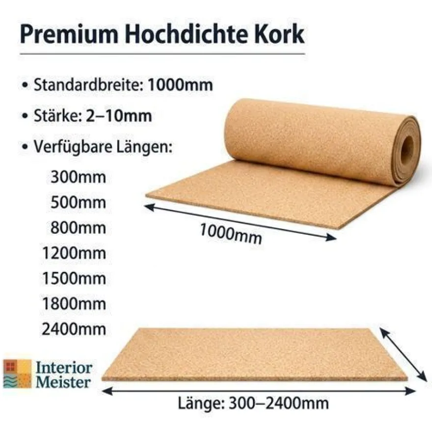 Korkplatten & rollen, 10mm (Große Varianten) - Dämmung Bodenunterlage Bastel/DIY-Kork