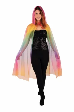 Kostüm Rainbow Kapuzenumhang Regenbogen Cape Umhang mit Kapuze Karneval