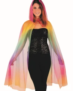 Kostüm Rainbow Kapuzenumhang Regenbogen Cape Umhang mit Kapuze Karneval