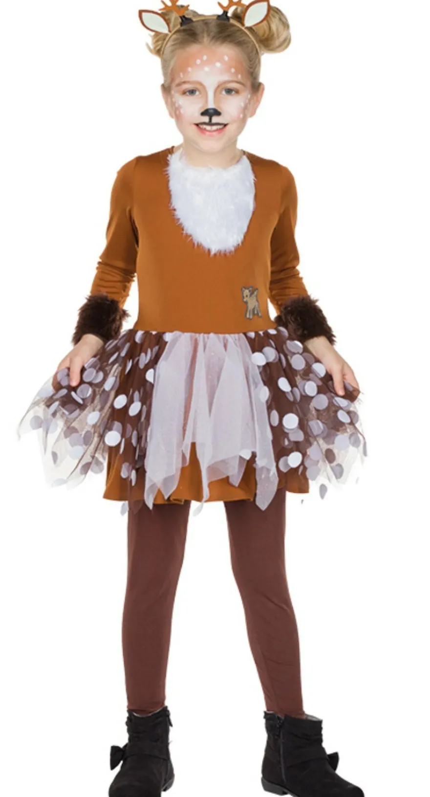 Kostüm Rehkitz Rehkostüm Kinder Reh Kleid Gr.116 128 140 braun Karneval Fasching