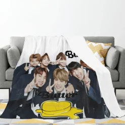 Kpop Bangtan Boys Flannel Fleece Blanket BTS Jung Kook SUGA Sofa Quilt Sommer Decke