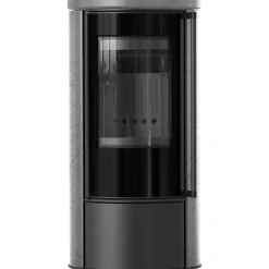 KRATKI ERIK Ø150 5,5 kW Keramikofen GRAY SATIN Deckel Schwarz Termotec