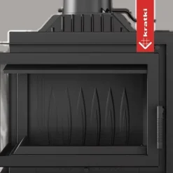 KRATKI SIMPLE Kamineinsatz links 8 kW Ø 150 – Gusseisen, Eckkamin, BImSchV II