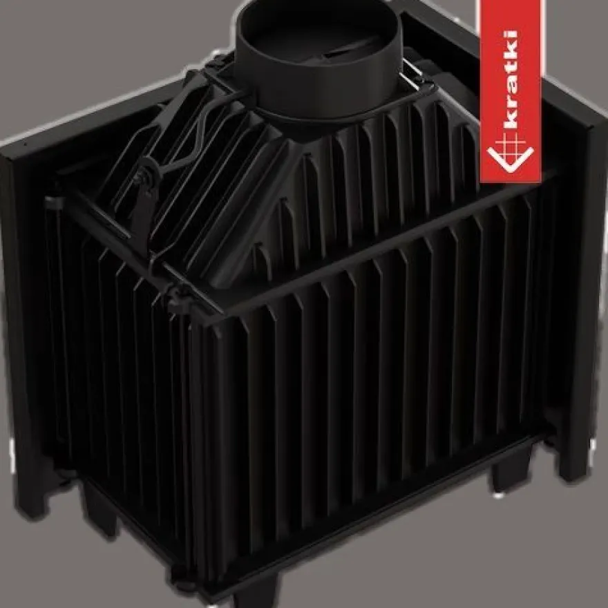 KRATKI SIMPLE Kamineinsatz links 8 kW Ø 150 – Gusseisen, Eckkamin, BImSchV II